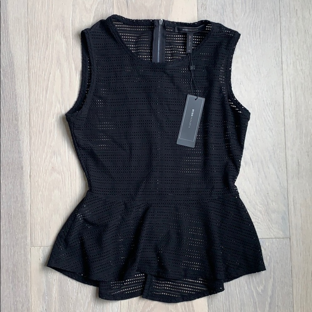 Bcbg Black peplum eyelet top! NEW with tags!